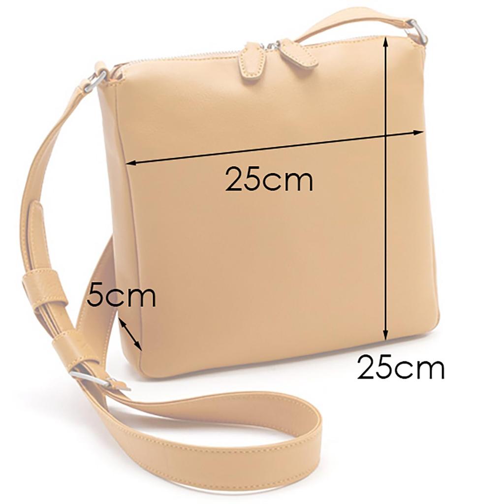 Kitamura Y-1142 Crossbody Shoulder Bag, Camel with Orange Stitching, Brown, 61421