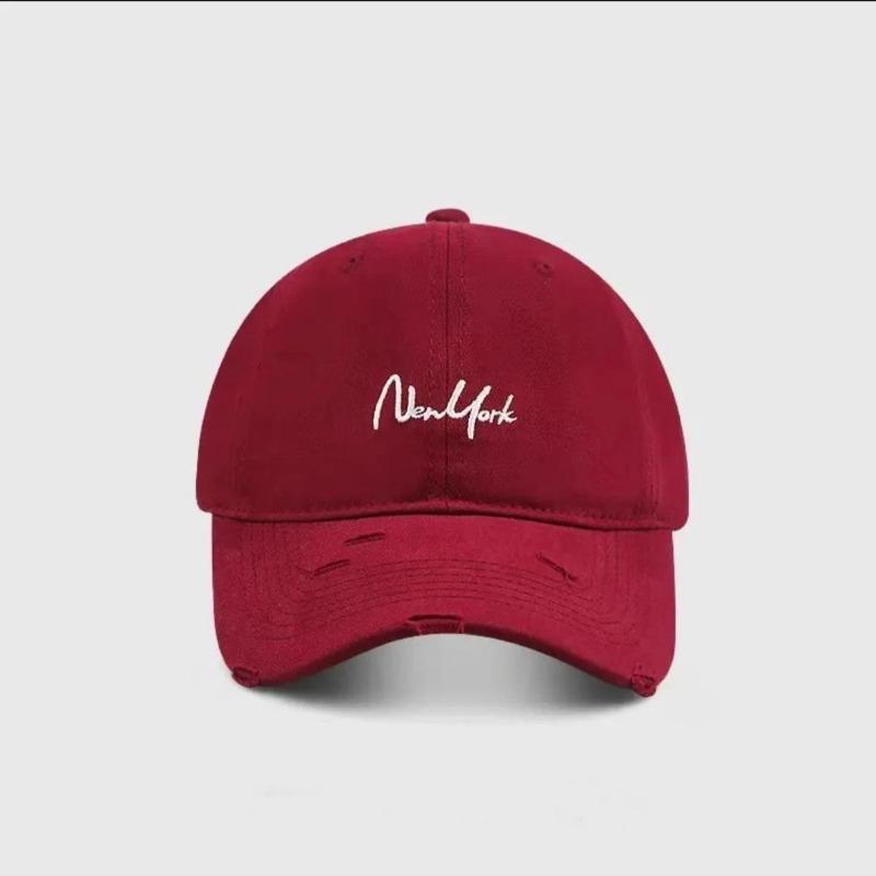 Ripped embroidery hat Female alphabet embroidery Baseball cap Big head circumference showing face Small peaked cap Wide brim Sun protection cap
