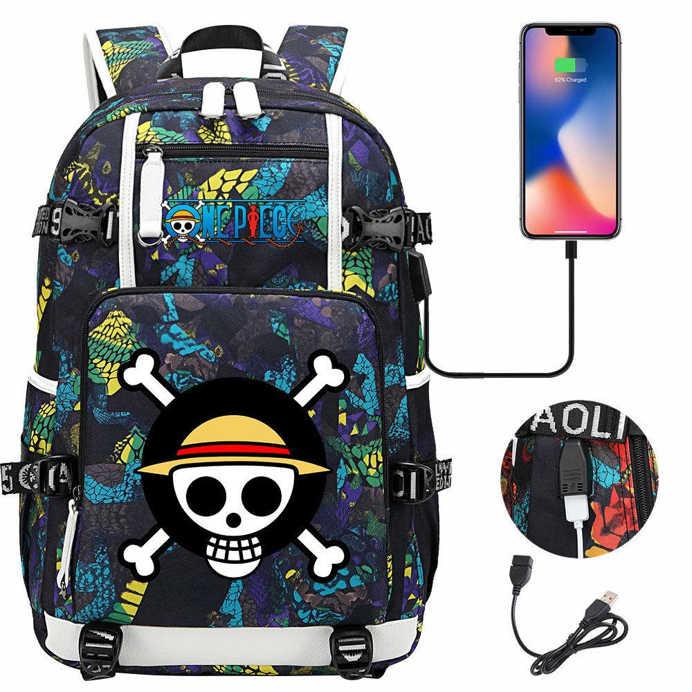 RiMan ONE PIECE Luffy Printed Teen Student School Bag Large Capacity Men's and Women's Leisure Travel Backpack