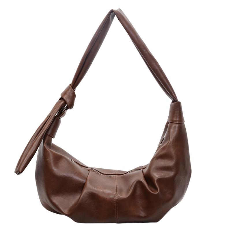 Vintage Soft PU Leather Shoulder Bag Women Large Capacity Crescent Hobo Bag Wide Strap Sling Bag for Work Travel and Casual Outings