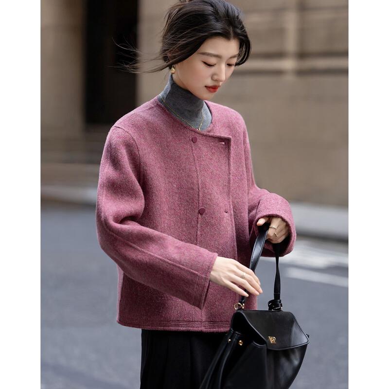 Demana Elegant Double-breasted Wool Blend Short Coat