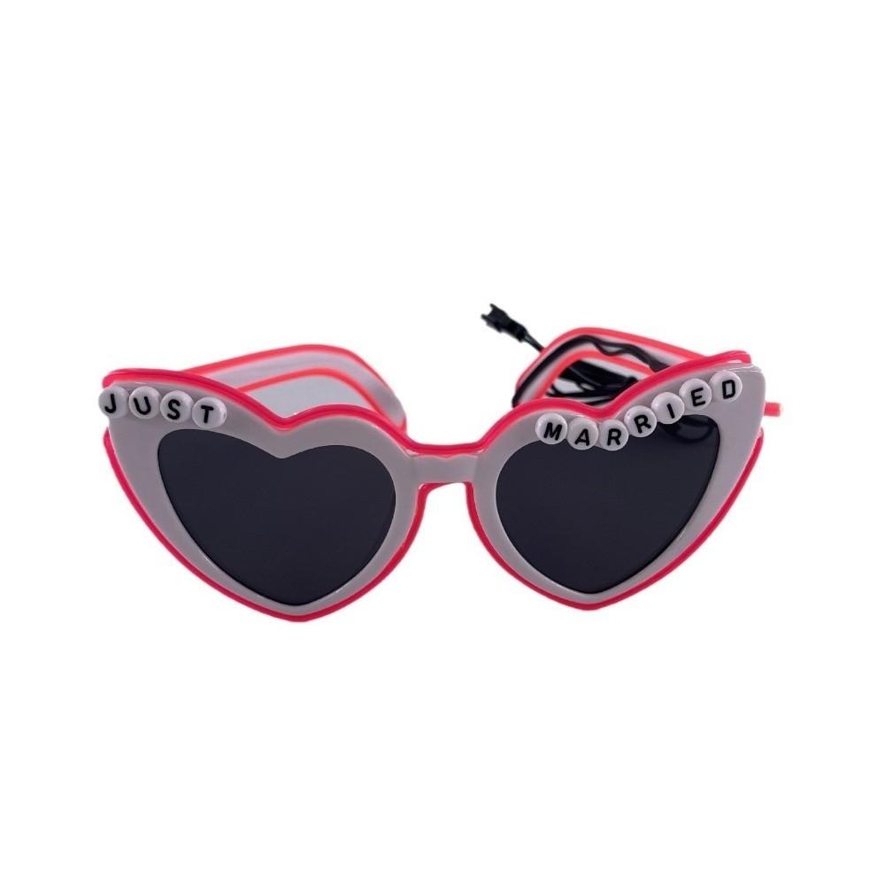 Gift White LED Glasses Heart Shaped Wire Glowing Heart Glasses Square Bright Neon Glasses Party