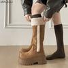 Fashion 2026 Winter Platform Snow Boots Women Fur Lined Knee High Long Boots Warm Thick Sole Side Zipper Stylish Botas Mujer