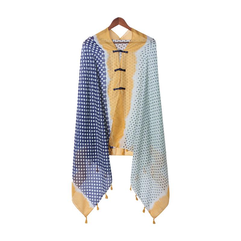 "Summer Ethnic Style Cotton-Linen Shawl: Handmade Retro Button Sunscreen Beach Cover-Up"