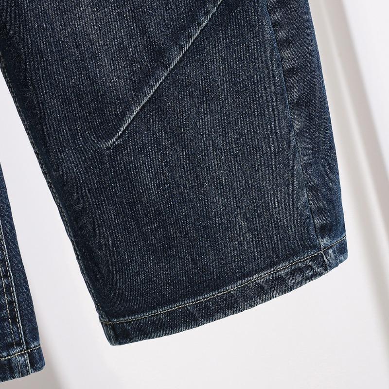 DIMANAF 2026 Autunno Inverno Nuovi Jeans in Denim Elasticizzati a Vita Alta da Donna Pantaloni Lunghi Casual Larghi da Donna Blu