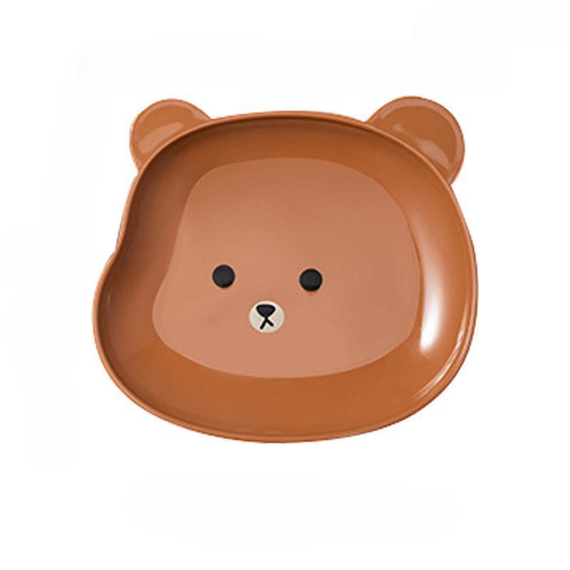 2~3Pcs Cute Cartoon Brown Bear Snack Fruit Plate Kawaii Kid Girl Cookies Dessert Dishes Household Bone Nut Shell Garbage Plate