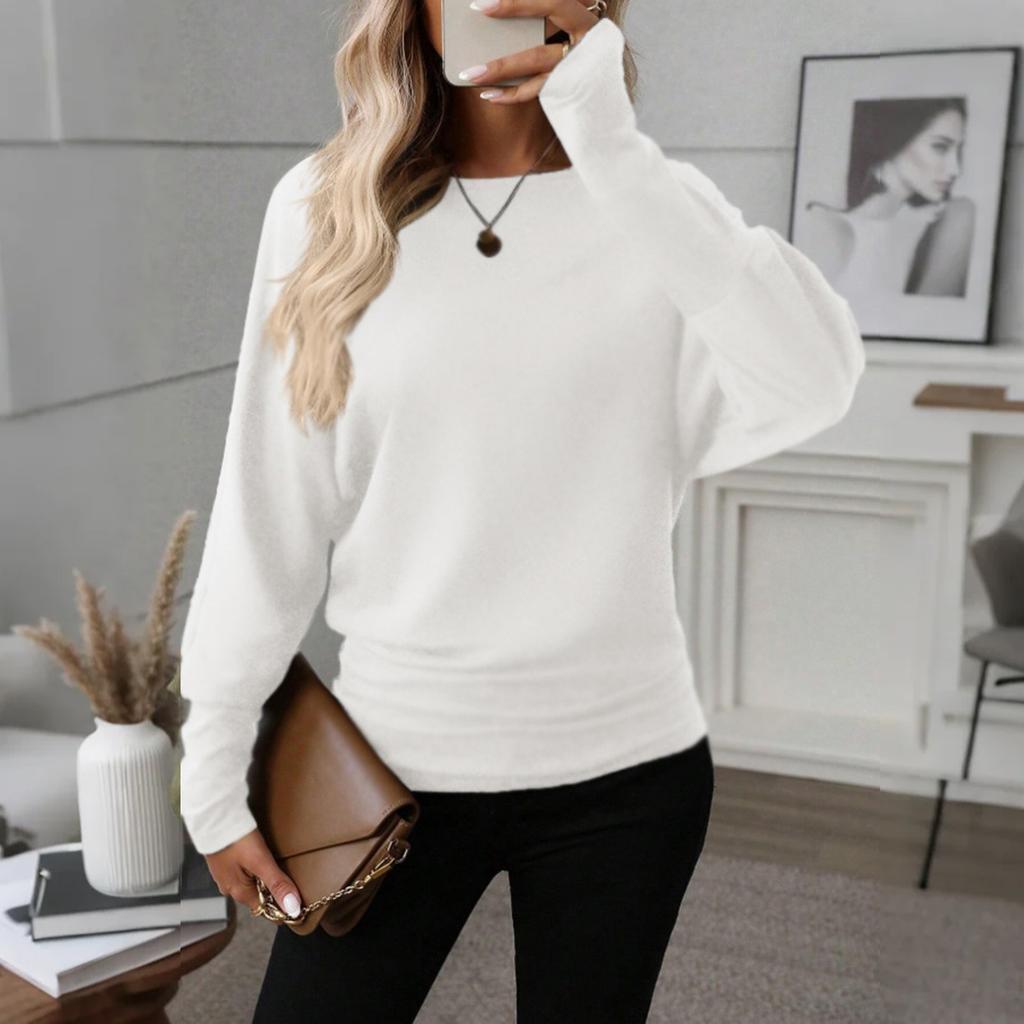 Women's Fashion Round Neck  Splicing Long Sleeve Top