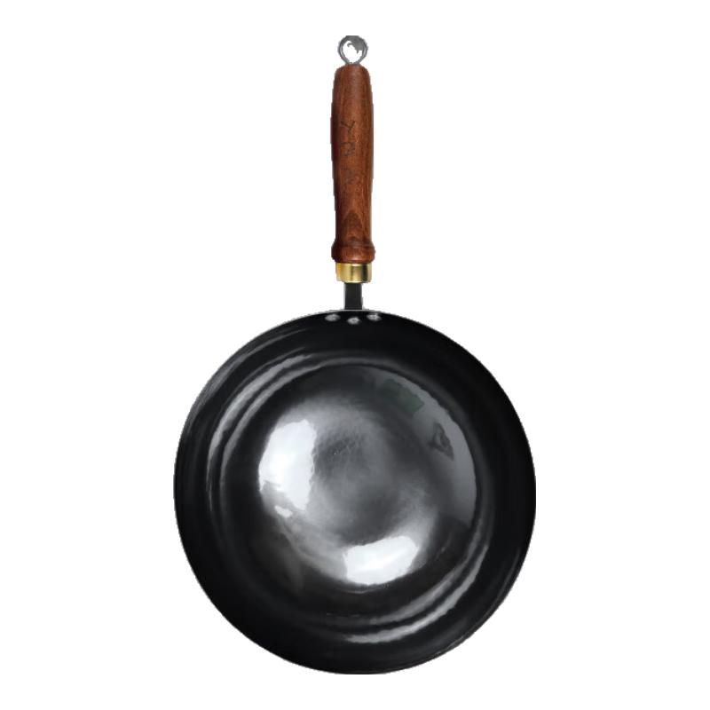 Old Artisan Hand-Forged Zhangqiu Carbon Steel Round-Bottom Wok