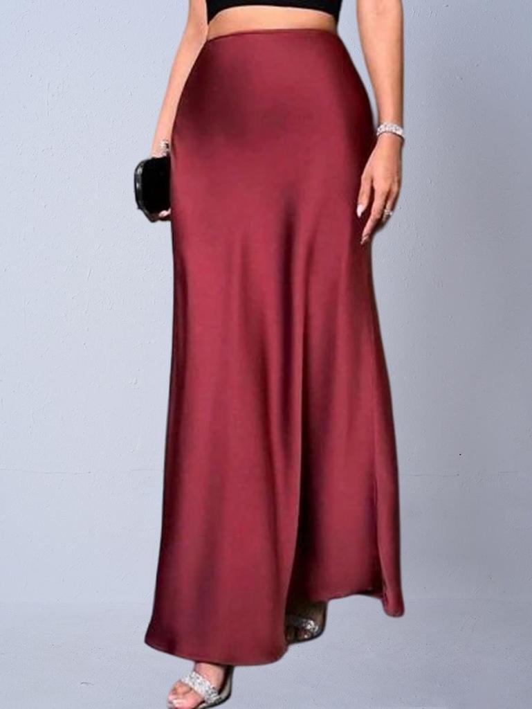 European & American Women's Imitation Silk Long Skirt, 2025 Spring/Autumn Collection