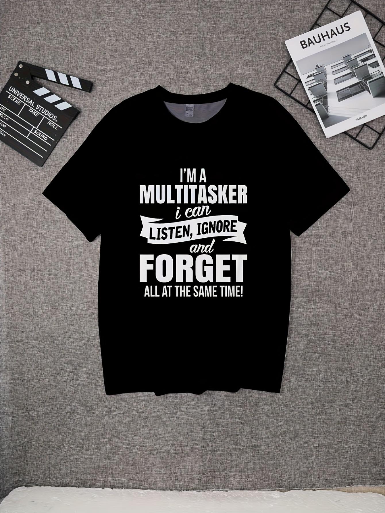 T-Shirt y2k Multitasking Slogan T Black/White M