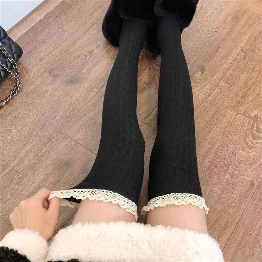 Lace Long Socks Japanese Style Stockings Fashion Thigh High Socks  Autumn Winter