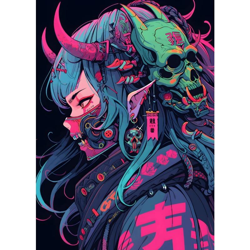 

Киберпанк Девушки Самурай Девушка Декор Стены Плакат Печать На Холсте Японский Стиль Аниме Портрет Девушки Настенное Украшение Художественный Декор 21cm×30cm NoFrame