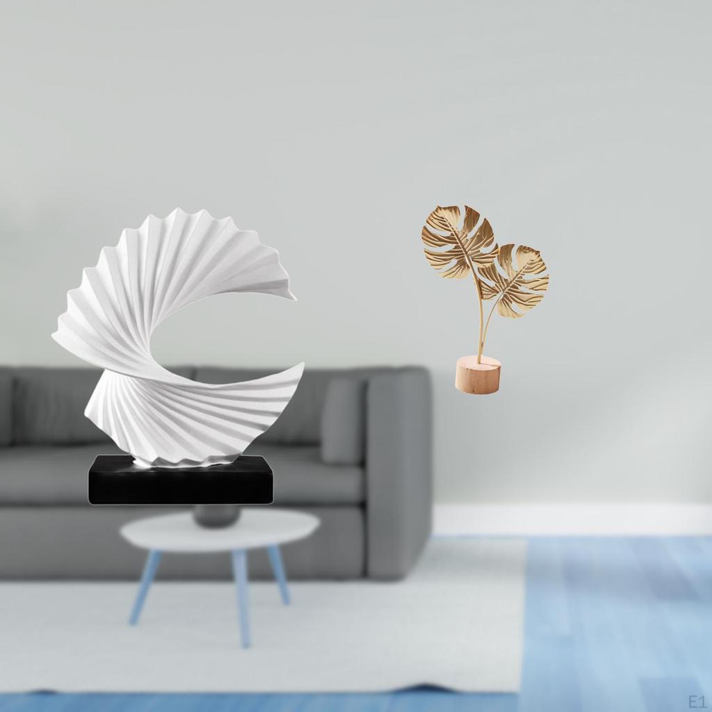Wave Statue Abstract Sculpture Resin Metal Figurine Delicate Ornament Creative Artwork for Bedroom