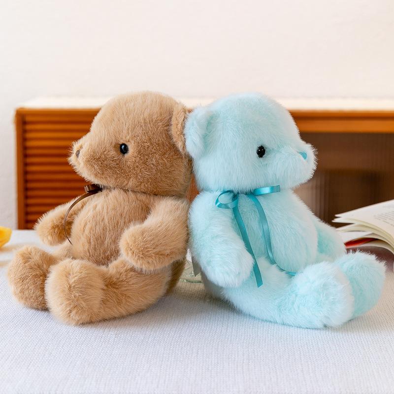 Cute bear millet plush toy children soothing pillow ribbon bear office ornament grab machine doll