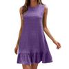 Women's Fashion Loose Versatile Sleeveless Round Neck Casual Solid Color Dresses
