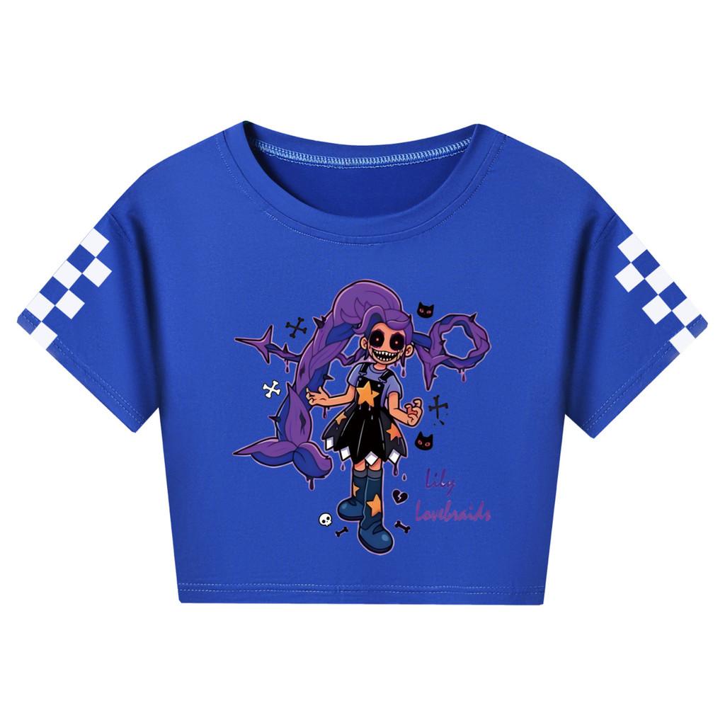 5602 Kids Girls Lily Lovebraids Print Short Sleeves Short T-Shirt Crop Top 110cm