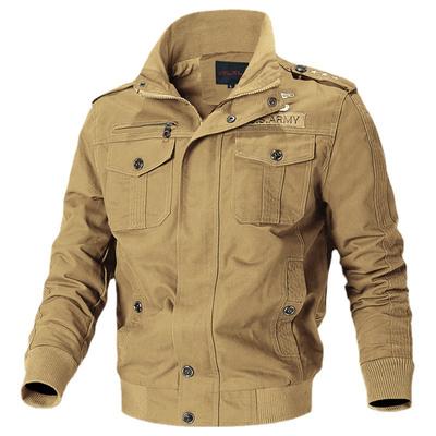 Herren Frühjahrs- und Herbstjacke Jacke Gewaschene Baumwolle Militärjacke Große Größe Herrenbekleidung