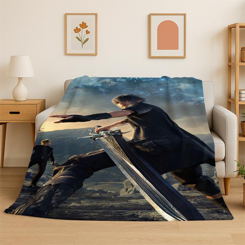 Cloud Tifa Final Fantasy Games Sephiroth Flannel Blanket Soft Warm Throw Blanket for Bedroom Living Room Bed Travel Picnic Gift