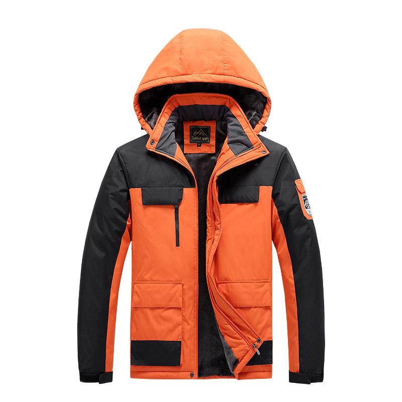 Pánský nadměrný outdoorový zimní oblek na rybaření a horolezectví - Větruodolná bunda odolná proti chladu s fleecovou podšívkou.