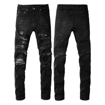 European & American Street Style Ripped Slim Fit Elastic Jeans for Men