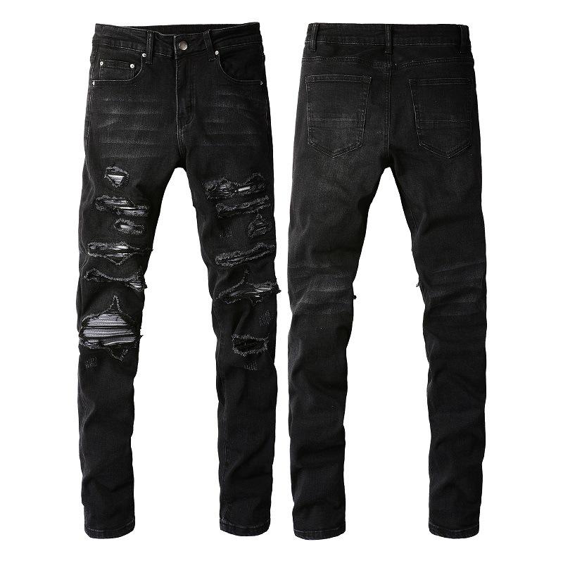 European & American Street Style Ripped Slim Fit Elastic Jeans for Men