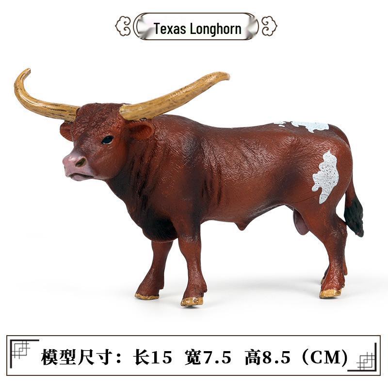 Children's Cognitive Animal Model Toy: Yellow Cow, Buffalo, Rhinoceros, Zebu, Bison, Bull Figurine.
