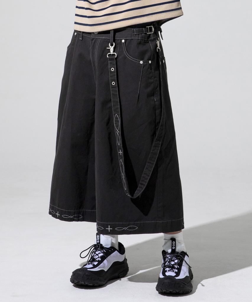 XTONZ Xp285 Western Chain Bermuda Cotton Pants (Black)