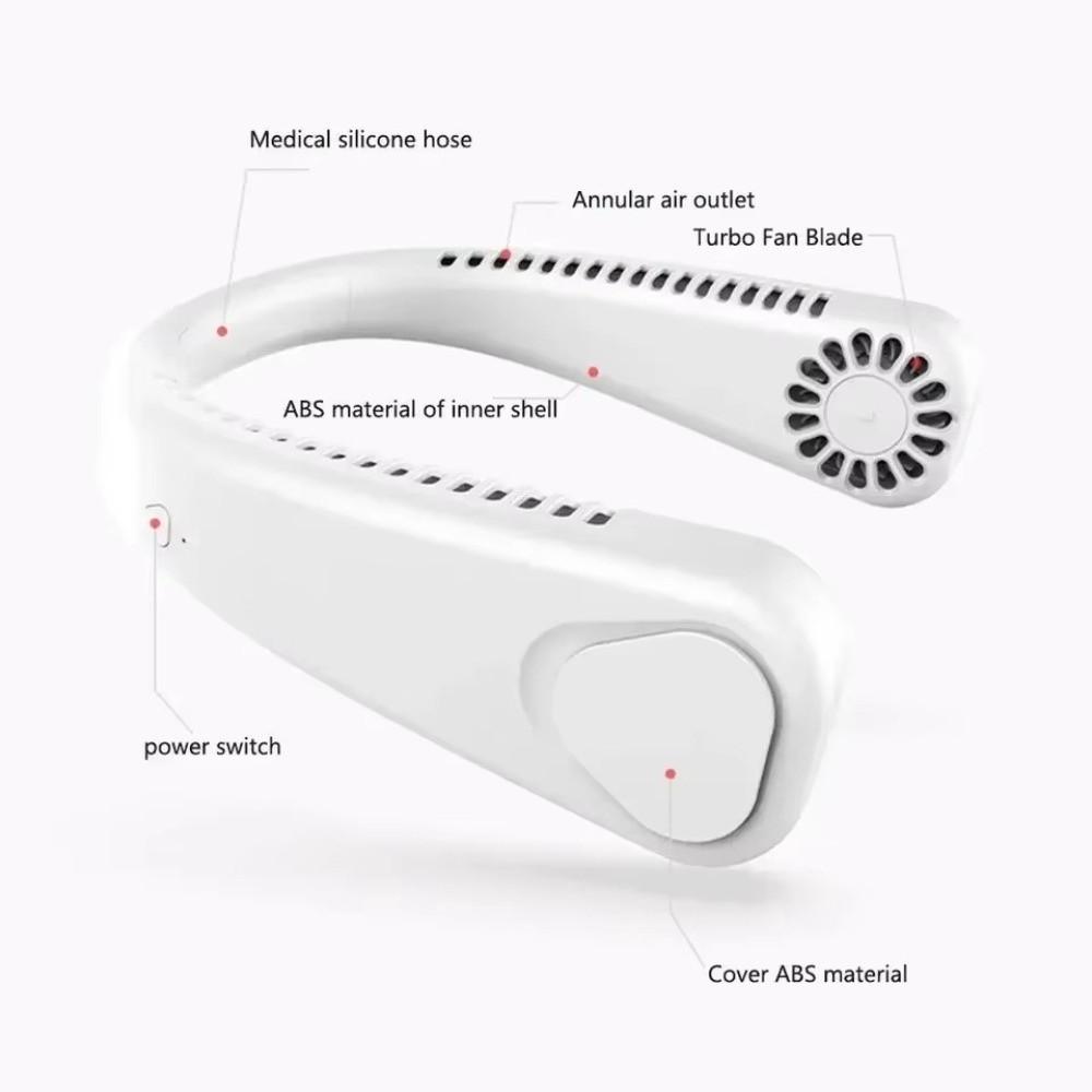 3 Speed Settings USB Rechargeable Fan Portable Wearable Fan Bladeless Neck Fan  Outdoor Sports