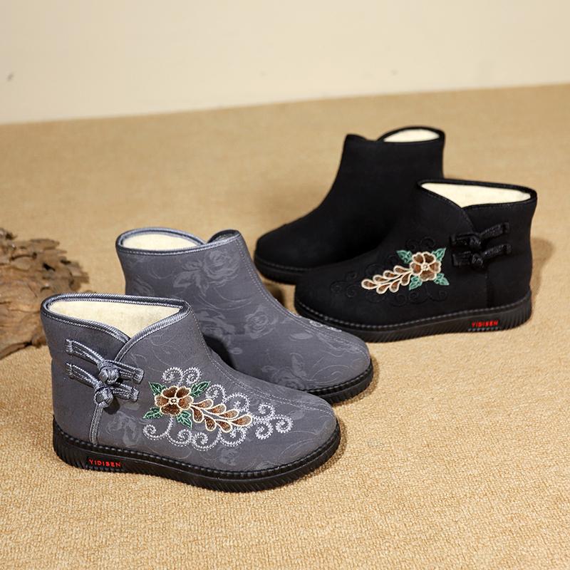 Fashion Women's Snow Boots Winter Fashionable and Comfortable Flat Boots Casual Thick Sole Embroidered Women's Shoes Botas De Mujer