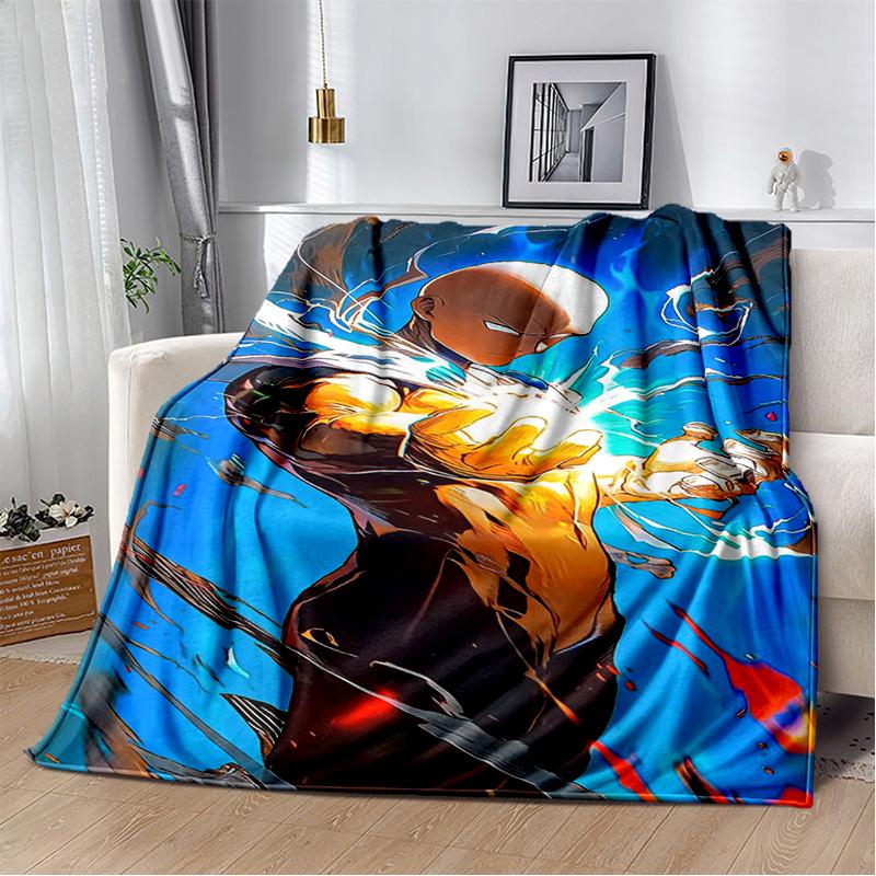 3D One Punch Man Saitama Cartoon Anime Soft Blanket,Soft Throw Blanket for Home Bedroom Bed Sofa Travel Cover Child Gift