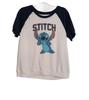 Disney Stitch Graphic Raglan Short Sleeve T-Shirt Cream  Navy Size L