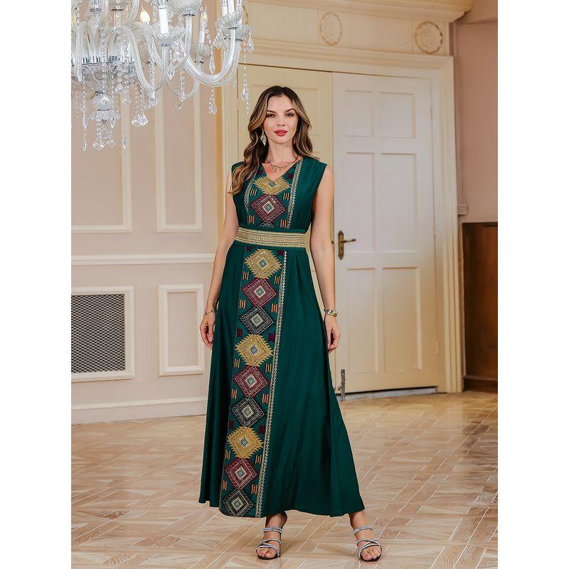 Middle East Dress Embroidery Tassel Cardigan Belt Vest Dress Robe Accessible Luxury Gown Two-piece Set Dress Dress