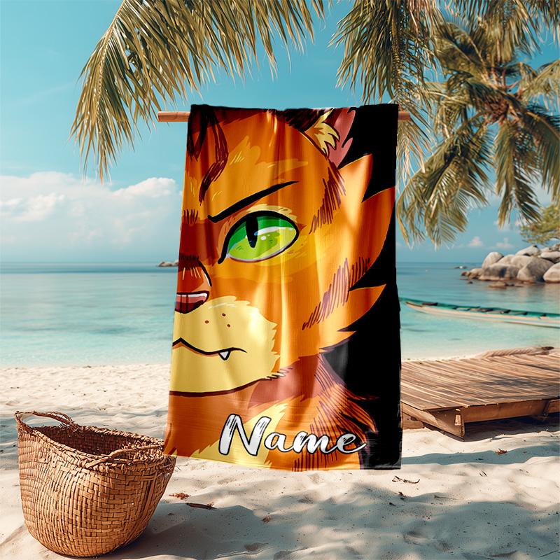 Personalized customized proof beach towel with Warriors Cats pattern - soft, absorbent,quick-drying,perfect swimming,camping&bathing