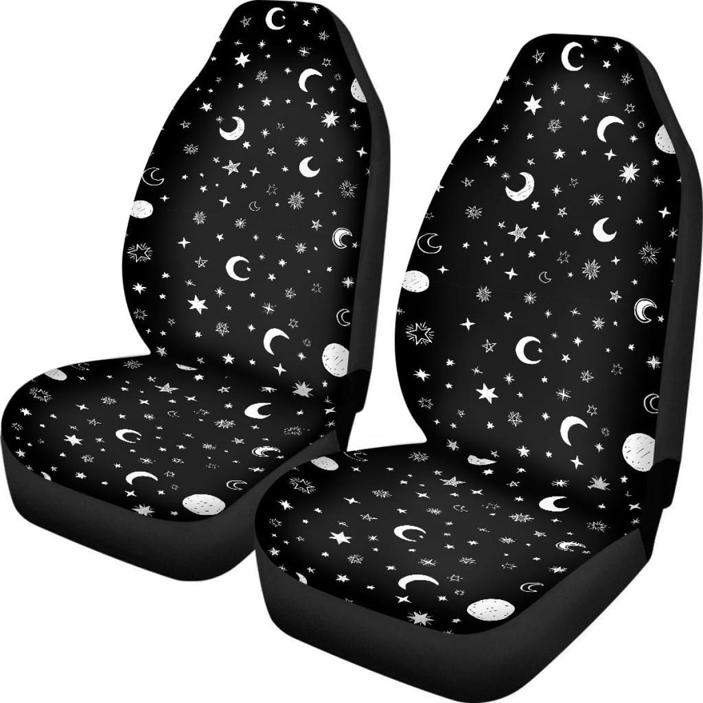 Pehede Car Seat Cover Moon Stars Planet Front for Cars, Easy To Tall Cover Set, Accessories Auto Trucks Van SUV,2 Packs