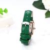 Women's Leather Strap Watch with Roman Alphabet, Analog Display, Calendar, 3ATM Water Resistance, Square Design, Popular Antique Style, Green, Busines