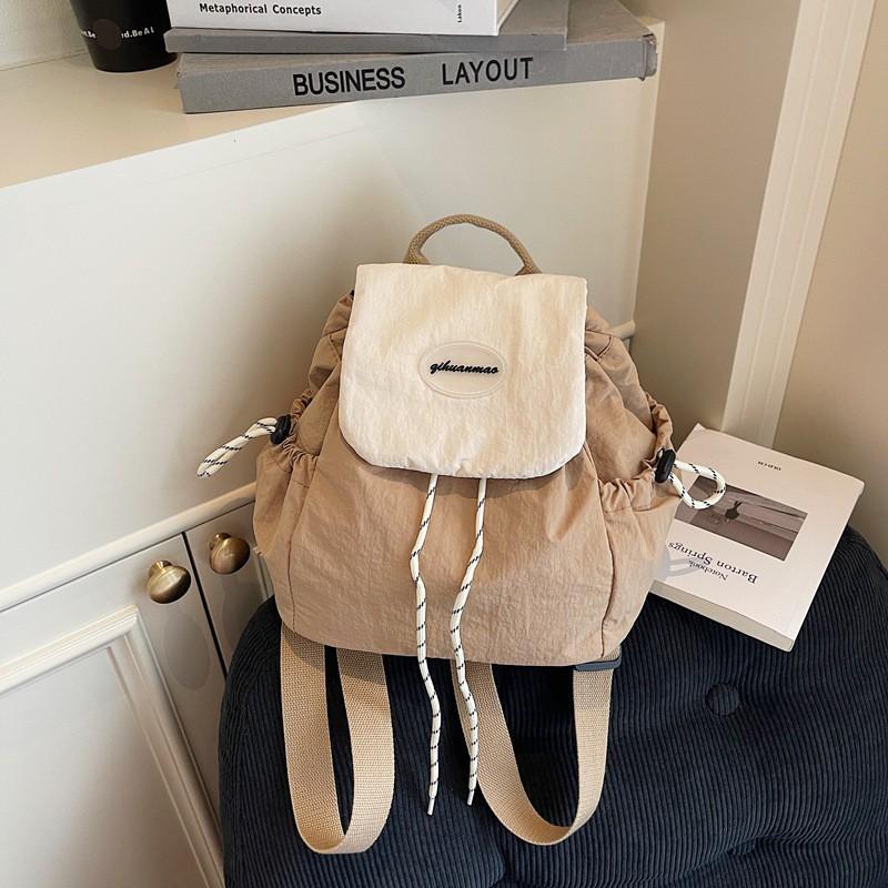 

Ins Style New Backpack Women Fresh Contrasting Color All-matching Handbag Large-capacity Drawstring Cross-border хакі