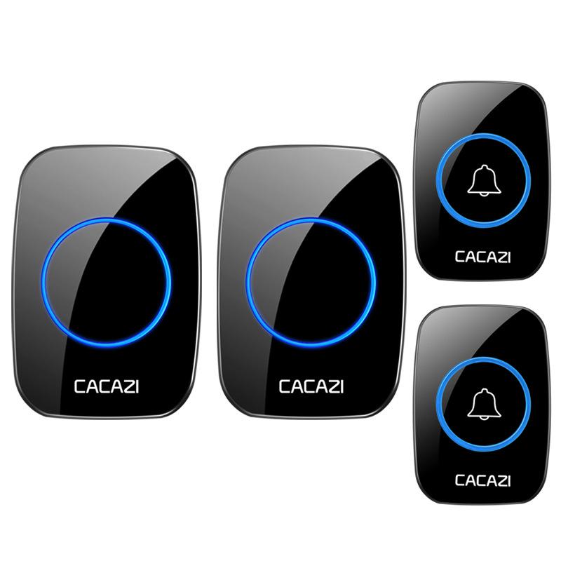 Wireless Waterproof Doorbell with Dual Receivers & Transmitters, Flashing Alert, Battery Operated, No Plug Needed чёрный