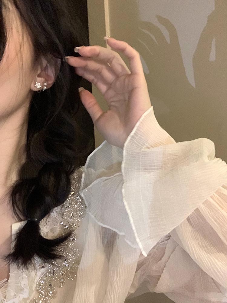 Elegant S925 Silver Pearl Bow Earrings for Women, Fashionable and High-End Design