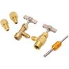 R134a Adapter Fitting Kit Refrigerant Self-Sealing & Puncture Style Can Valve Adapter- AC Freon Self Sealing Tap Fitting with Brass Convert & Core