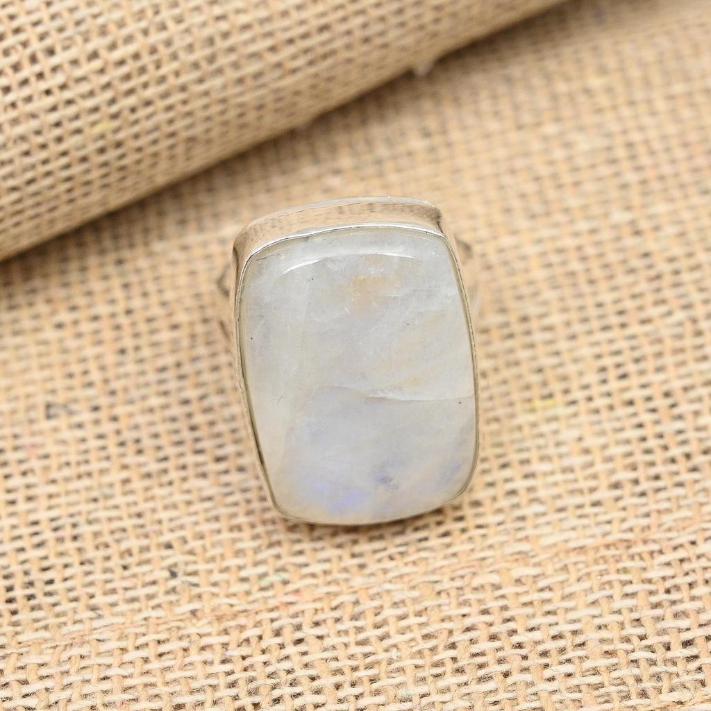 Rainbow Moonstone Gemstone Handmade 925 Sterling Silver Ring Jewelry