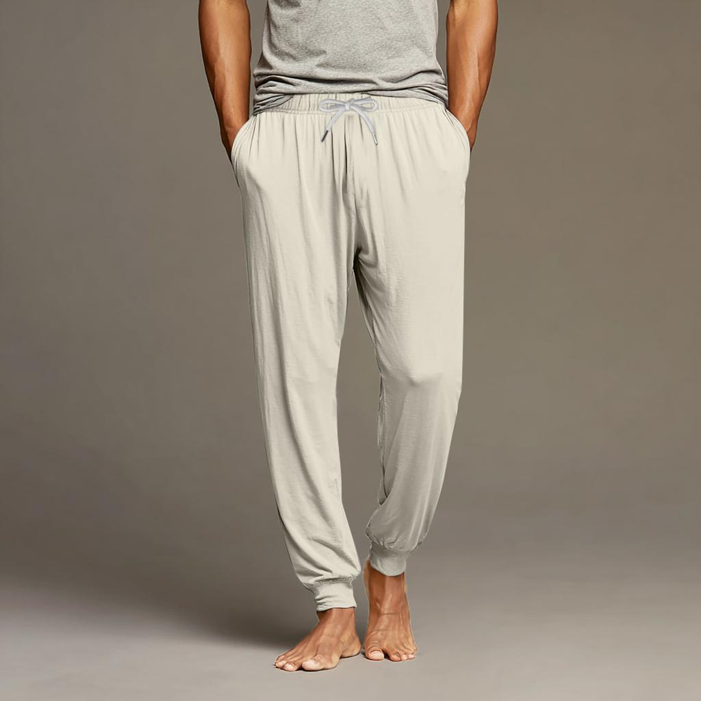 Men's Drawstring Pocket Cuffed Casual Pants Home Sleep Pants