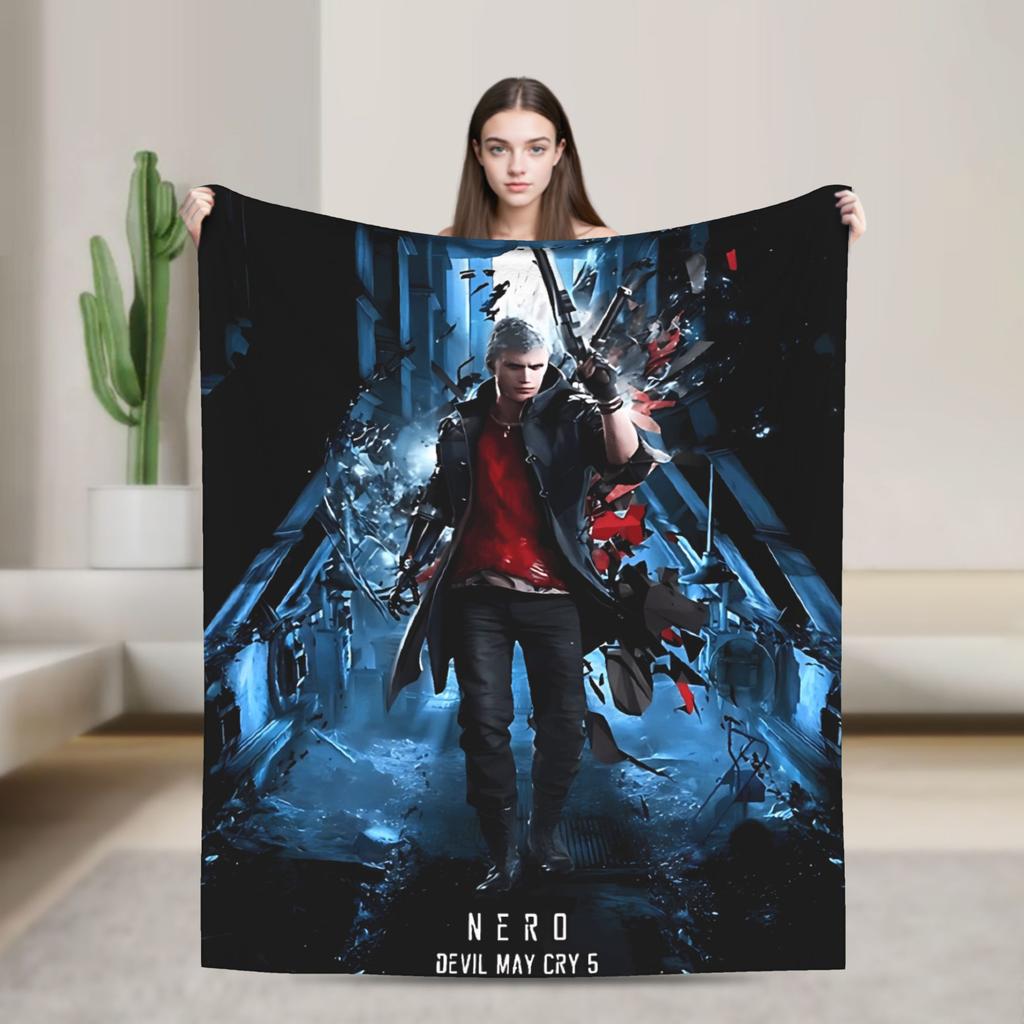 Devil May Cry 5 Dante Blanket  Airplane Travel Flannel Bedding Throws For Living Room Super Soft Design Quality Bedspread