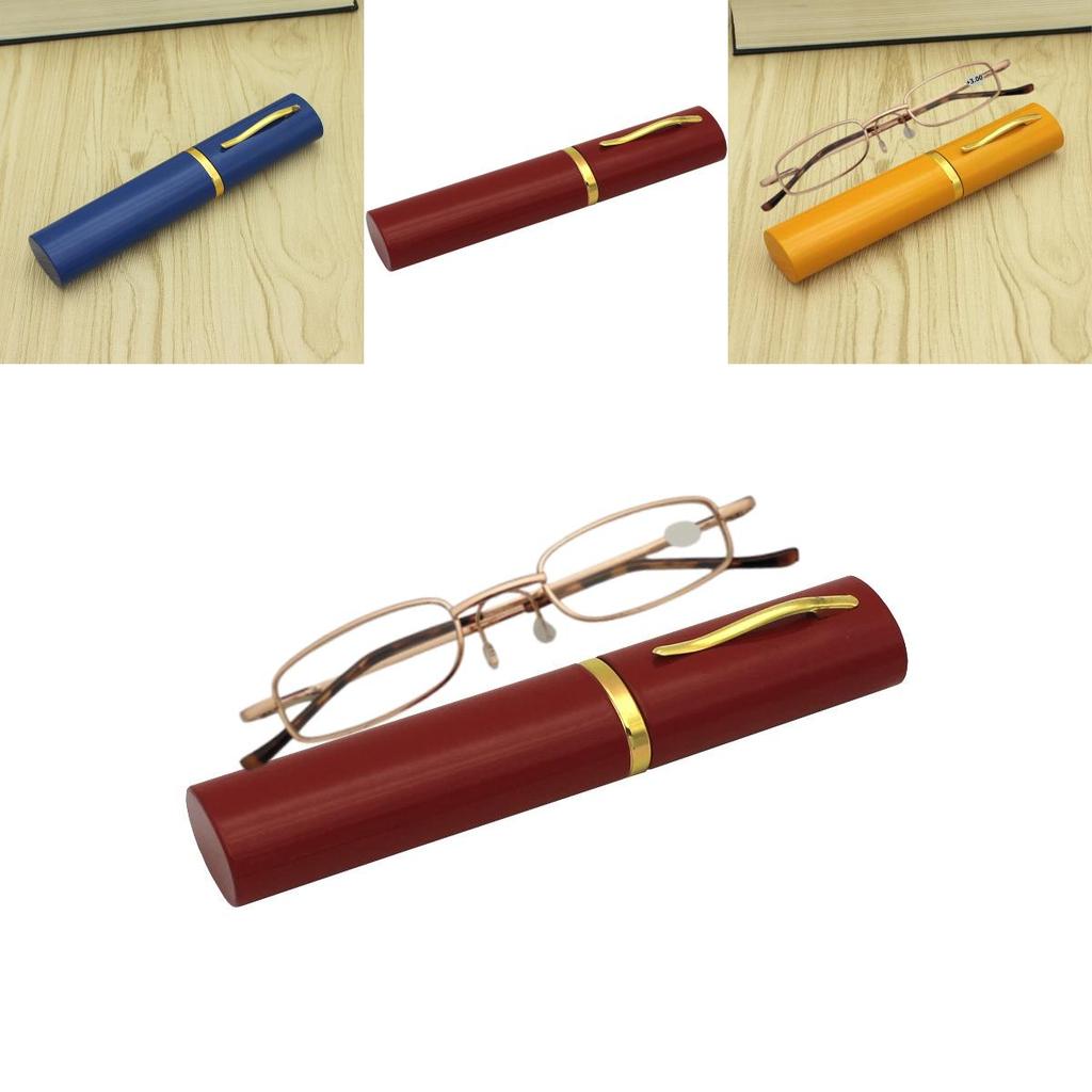 Classic Reading Glasses With Aluminum Tube Eyewear Case Snap Closure For Pocket Use