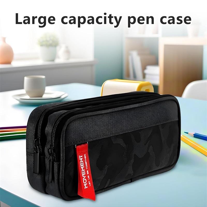 Duża pojemność piórnika dla chłopców i dziewcząt, dwuwarstwowe pudełko z kieszeniami zapinanymi na zamek błyskawiczny
