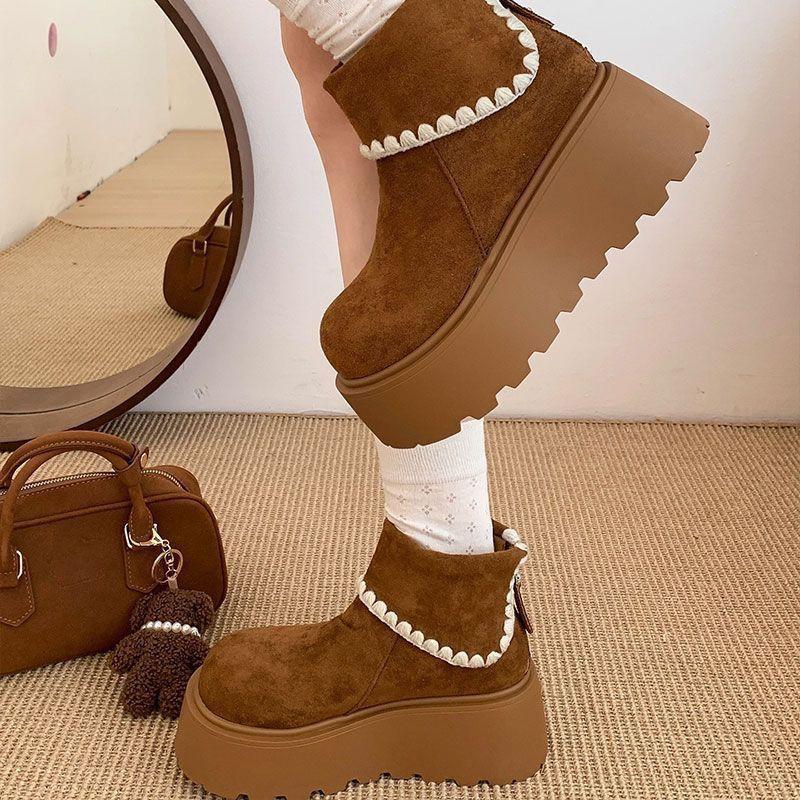 Retro Thick-soled Heightening Small Martin Boots for Women's 2025 Autumn and Winter New Fashionable Versatile and Thin Short Boots for Children