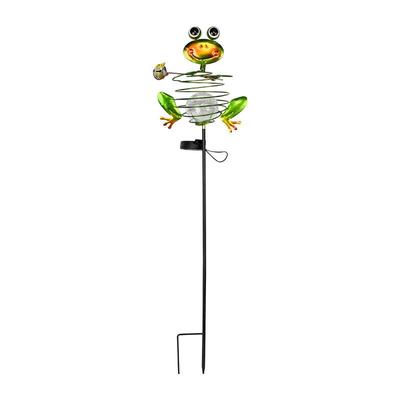 Dancing Frog Solar Crackle Ball Garden Stake Light