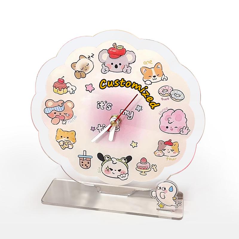 Customized Transparent Acrylic Wall Clock Desktop Acrylic Clock (as the picture,custom size)