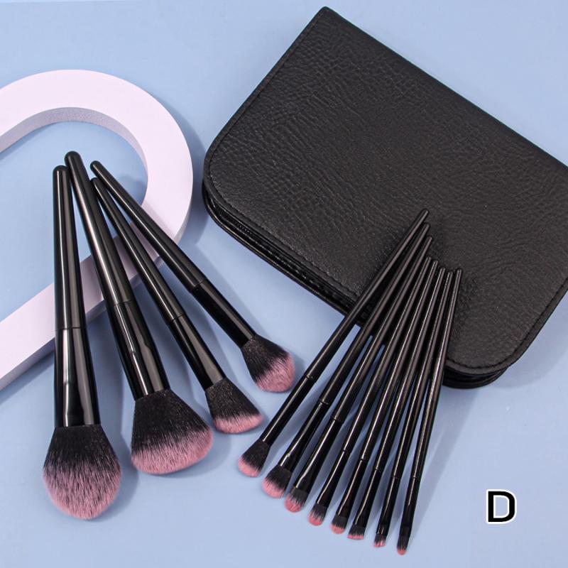 12Pcs Professional Makeup Brush Set Soft Synthetic Hair Brushes With Powder Puff For Foundation Powder Eyeshadow Travel Tools