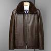 Men's Fur Collar Leather Jacket - Warm, Thickened PU for Middle-aged & Elderly