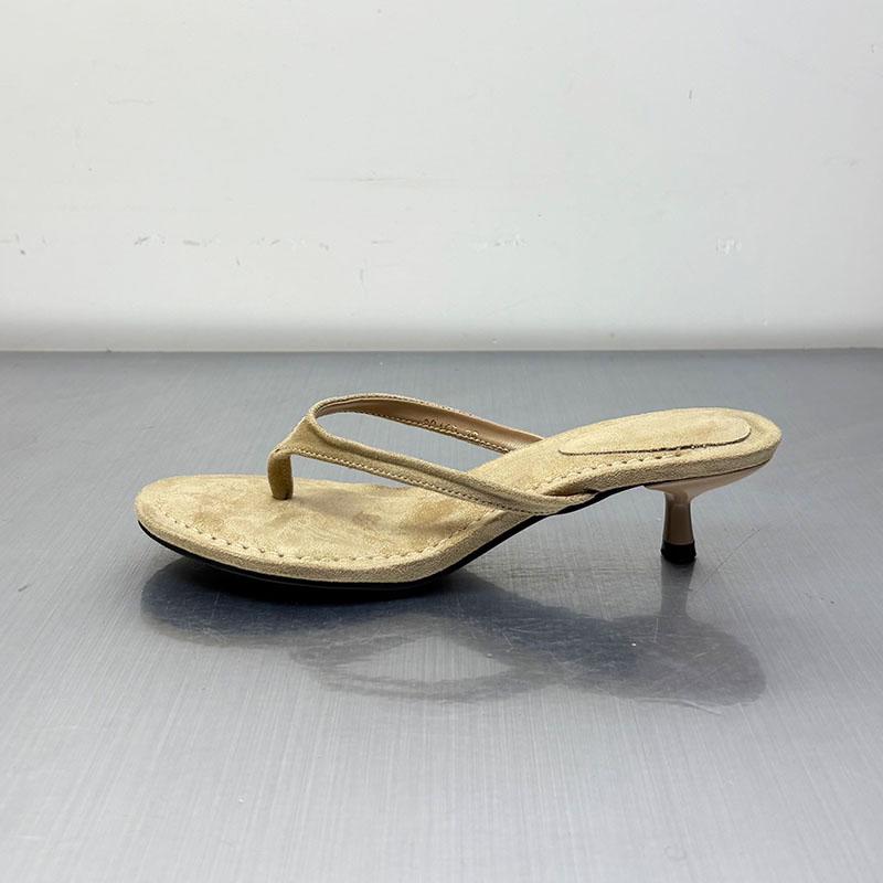 Fashion Fashion Round Toe Ladies Heeled Slippers Summer Slides Women Low Heel Slippers Female Flip flops Sandals Pumps Shoes Big Size 43